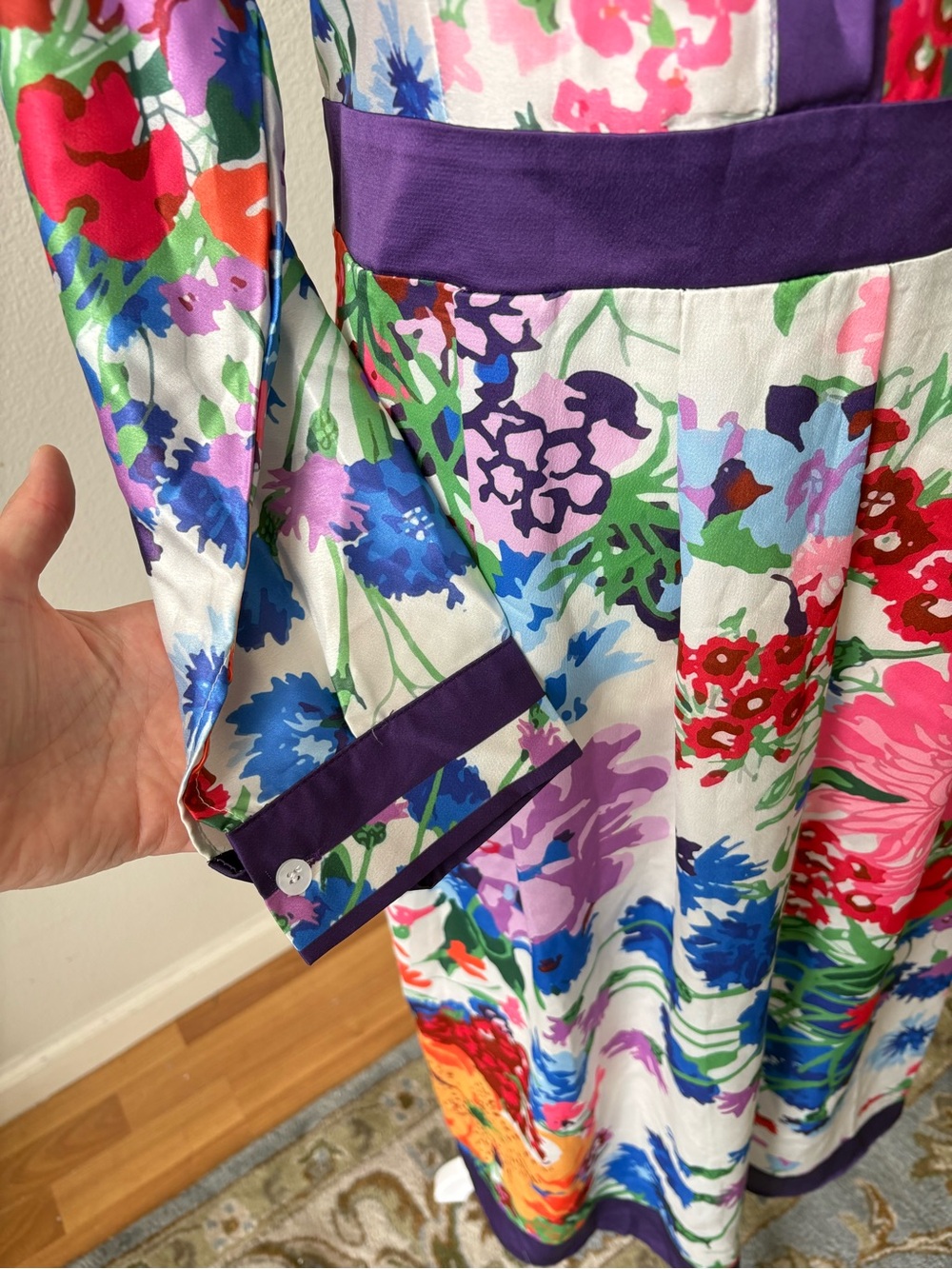 Dalia MacPhee 3/4-Sleeve Floral Shirt Dress Size L NWOT - Picture 3 of 8